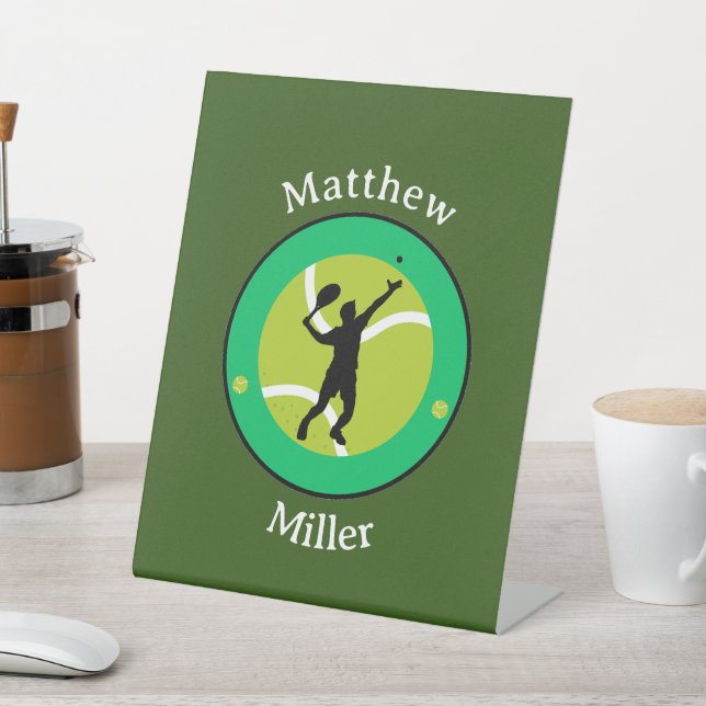 Pedestelle-Schild - Tennisspieler - Personalisiert Sockelschild (In SItu)