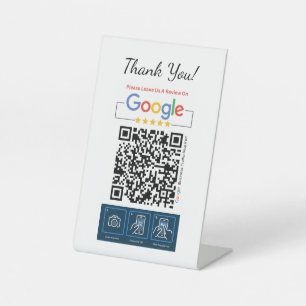 Pedestsign mit QR-Code der Google Review Card Sockelschild