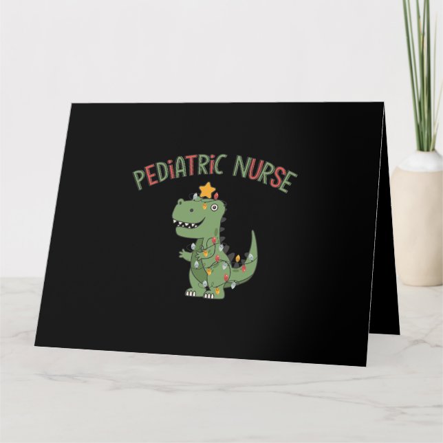 Pediactric Nurse Dinosaurier Weihnachtsnachtsnacht Karte (Vorderseite)