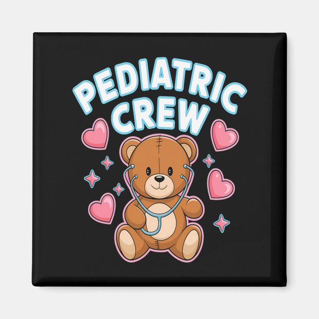 Pediatric Crew Nurse Bear Heart Stethoscope Peds  Magnet (Vorne)