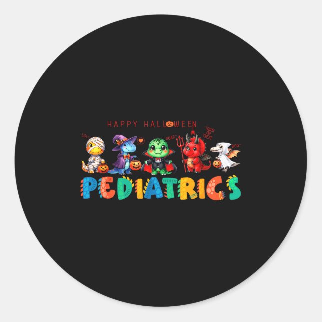 Pediatric Happy Halloween Cute Dinosaur Costume Nu Runder Aufkleber (Vorderseite)