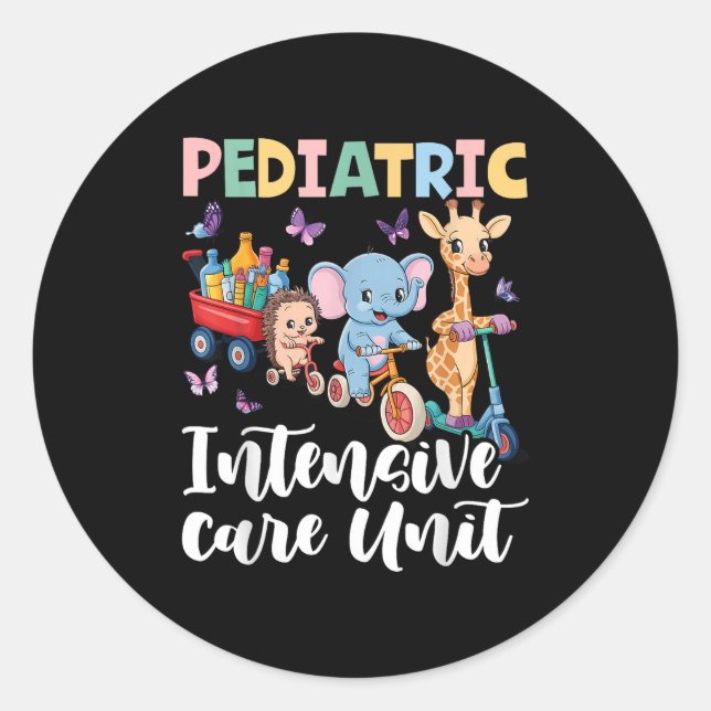 Pediatric Intensive Care Unit Cute Animals Groovy  Runder Aufkleber (Vorderseite)