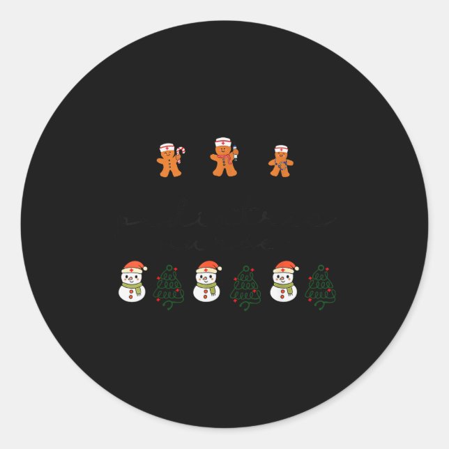 Pediatric Nurse Gingerbread Christmas Xmas Peds Ho Runder Aufkleber (Vorderseite)
