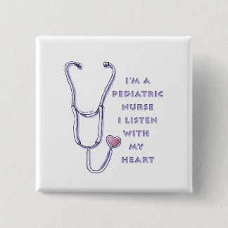 Pediatric Nurse Heart custom name pin Button