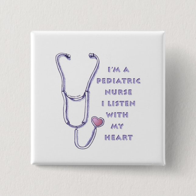 Pediatric Nurse Heart custom name pin Button (Vorderseite)