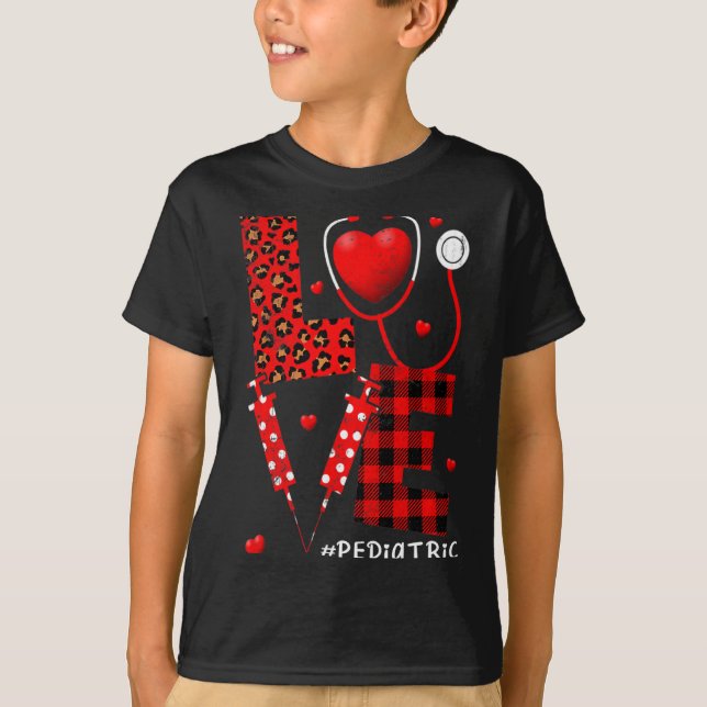 Pediatric Peds Nurse Valentines Day Love Heart Ste T-Shirt (Vorderseite)