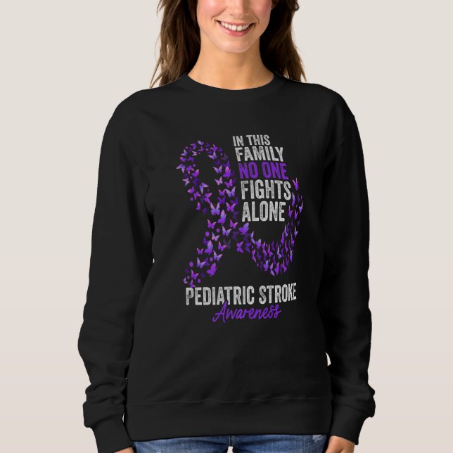 Pediatric Stroke Awareness Month Butterflies Purpl Sweatshirt (Vorderseite)