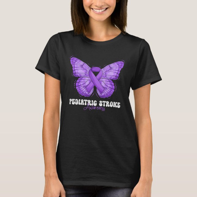 Pediatric Stroke Awareness Month Purple Ribbon But T-Shirt (Vorderseite)