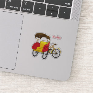 Pedicab Rickshaw Cartoon Illustration Aufkleber