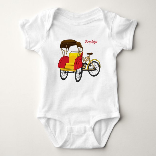 Pedicab Rickshaw Cartoon Illustration Baby Strampler (Vorderseite)