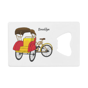 Pedicab Rickshaw Cartoon Illustration Geldbeutel Flaschenöffner