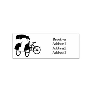 Pedicab Rickshaw Cartoon Illustration Gummistempel