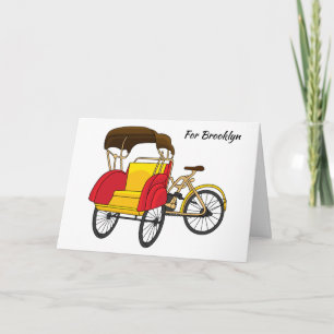 Pedicab Rickshaw Cartoon Illustration Karte
