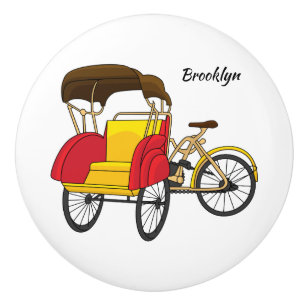 Pedicab Rickshaw Cartoon Illustration Keramikknauf