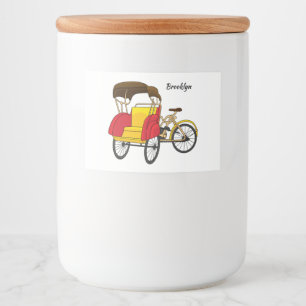 Pedicab Rickshaw Cartoon Illustration Lebensmitteletikett
