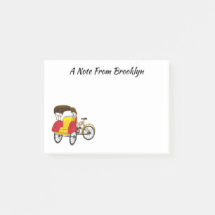 Pedicab Rickshaw Cartoon Illustration Post-it Klebezettel