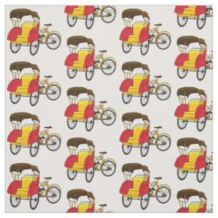 Pedicab Rickshaw Cartoon Illustration Stoff