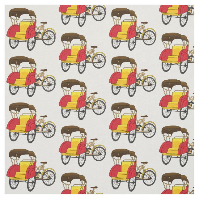 Pedicab Rickshaw Cartoon Illustration Stoff (Muster)