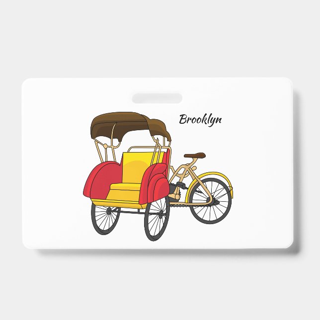 Pedicab-Rikschas-Cartoon-Illustration Ausweis (Vorderseite)