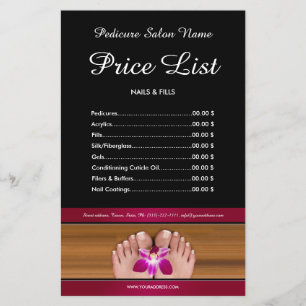 Pedicure-Nagelsalon-Preisliste Schwarz Rosa Flyer