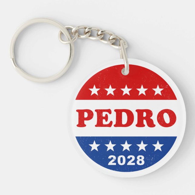 Pedro 2028 Vintage Red White Blue Voter Schlüsselanhänger (Vorderseite)