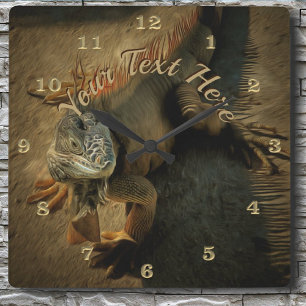 Pedro the Iguana 0768 Quadratische Wanduhr