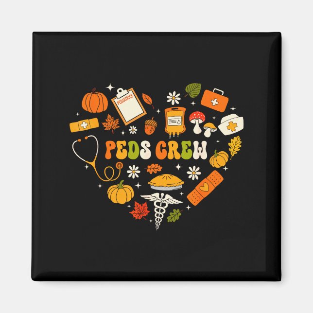 Peds Crew Nurse Fall Heart Pediatric Pumpkin Thank Magnet (Vorne)