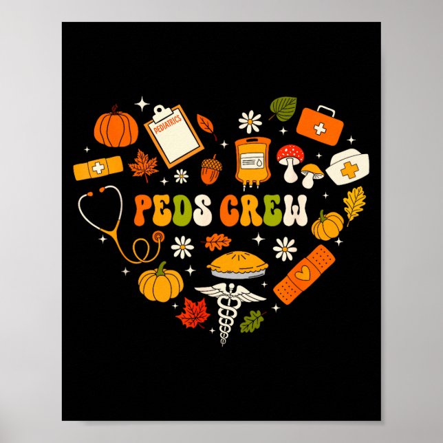 Peds Crew Nurse Fall Heart Pediatric Pumpkin Thank Poster (Vorne)
