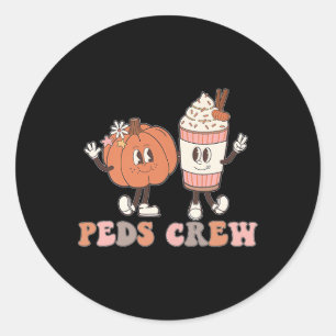 Peds Crew Pumpkin Erntedank Fall Pädiatrische Nurs Runder Aufkleber
