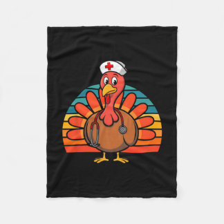 Peds Crew Pumpkin Leaf Pediatric Nurse Thanksgivin Fleecedecke