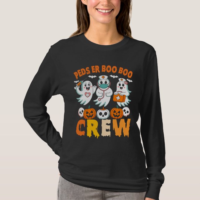 Peds ER Boo Boo Crew – Cute Halloween Nurse Ghost  T-Shirt (Vorderseite)