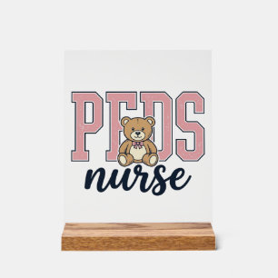 Peds-Krankenschwester Teddybär Vintage-Shirt-Desig Acrylschild