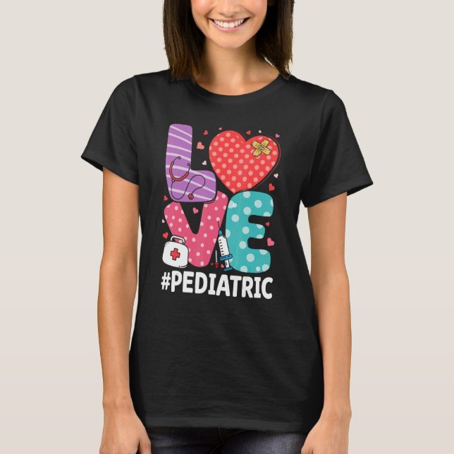 Peds Nurherz Stethoscope Pädiatrische Krankenpfleg T-Shirt (Vorderseite)
