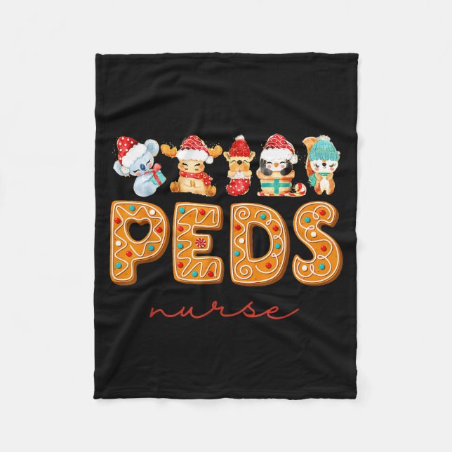 Peds Nurse Gingerbread Christmas Pediatric Nurse H Fleecedecke (Vorderseite)