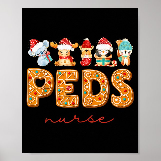 Peds Nurse Gingerbread Christmas Pediatric Nurse H Poster (Vorne)
