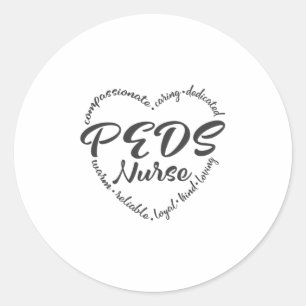 PEDS Nurse, Pediatric nurse with heart Runder Aufkleber