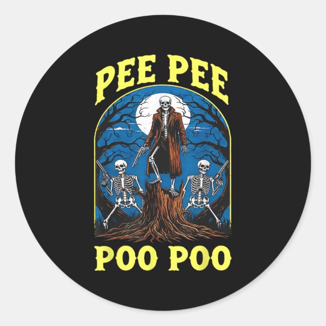 Pee Pee Poo Poo Cursed Gen Z Meme Funny Skeleton W Runder Aufkleber (Vorderseite)