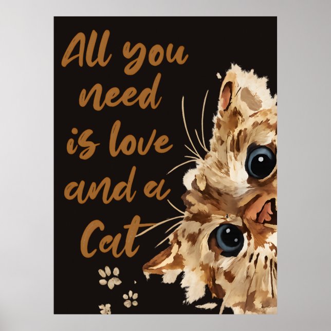  Peek-a-Boo Cat Art Print | Funny Feline Quote  Poster (Vorne)