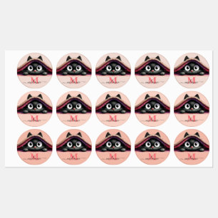 Peek-a-Boo Kätzchen Skript Name Monogram Mädchen'  Etiketten