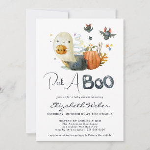 Peek-A-Boo Kleiner Geist Halloween-Baby-Party Einladung