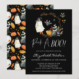 Peek A-Boo Little Ghost Halloween Baby Shower Einladung