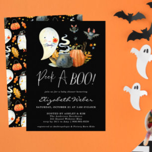 Peek-A-Boo Little Ghost Halloween Baby Shower Einladung