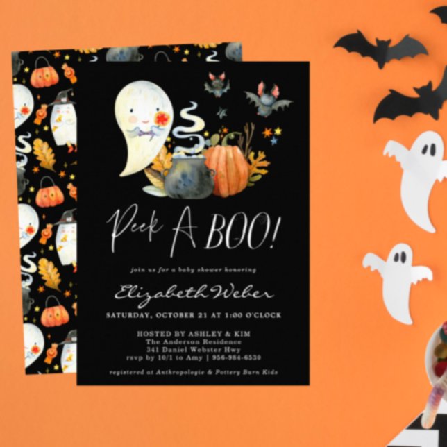 Peek A-Boo Little Ghost Halloween Baby Shower Einladung (Von Creator hochgeladen)