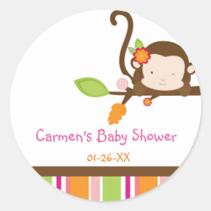 Peek A Boo Mädchen-Affen-Baby-Party Favor Sticker