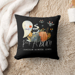 Peek-A-Boo Monogramm kleines Halloween-Gespenst Kissen