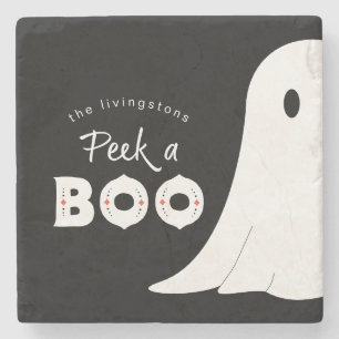 Peek a Boo Personalisierter Geist Halloween Steinuntersetzer