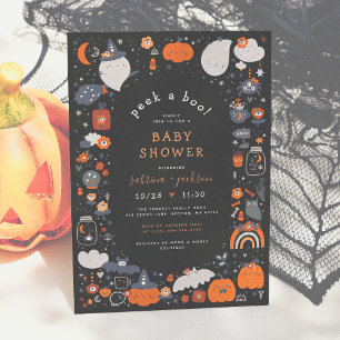 Peek A Boo Spooky Boho Halloween Baby Shower Einladung