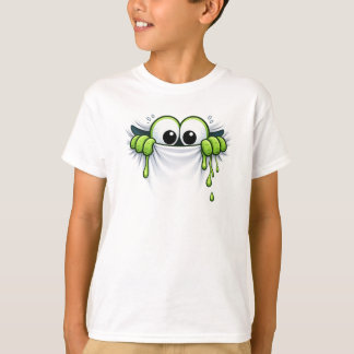 Peek-a-Slime! Cute Goo Monster Peeking Design T-Shirt