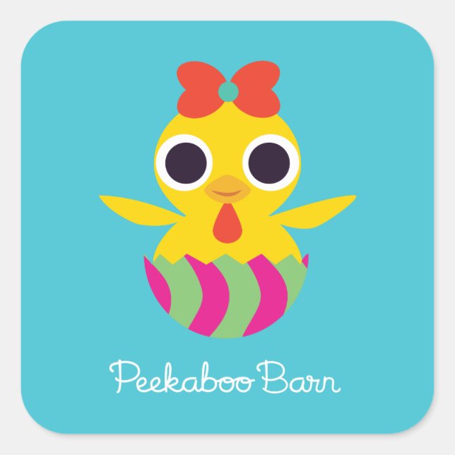 Peekaboo Barn Oster | Bayla the Chick Quadratischer Aufkleber (Vorderseite)