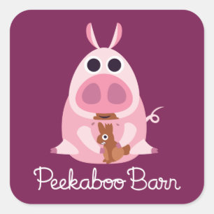 Peekaboo Barn Oster   Leary the Pig Quadratischer Aufkleber